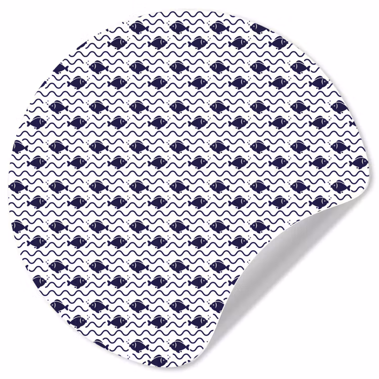 Oceaan - Visachtig - Blauw - Wit Wandcirkel behangsticker klein 186 -3d