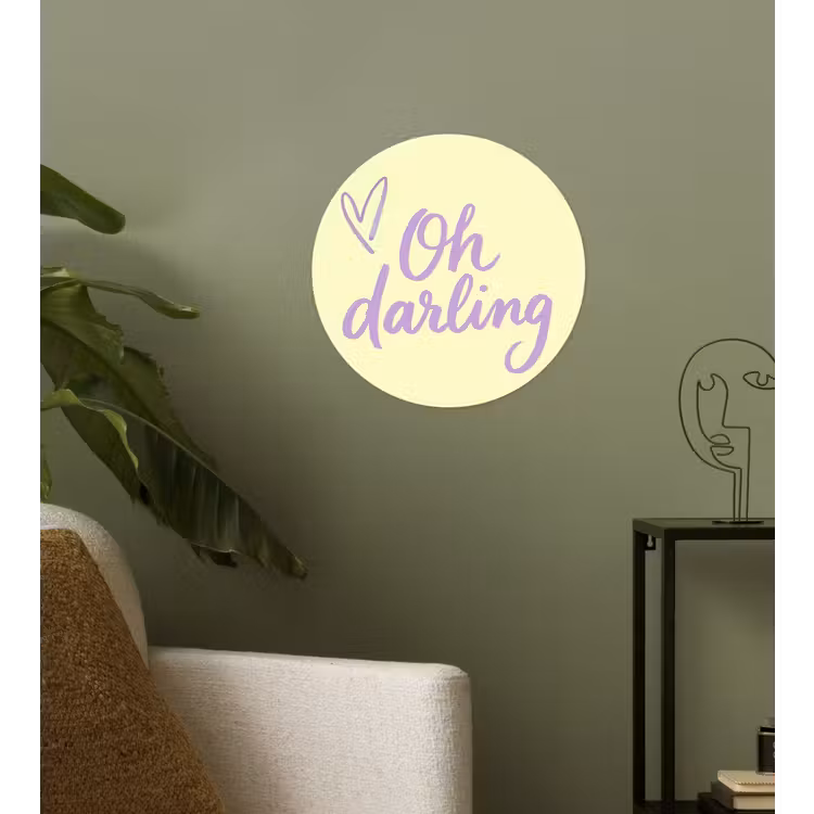 Oh darling - Geel - Hart Wandcirkel behangsticker klein -sfeer2