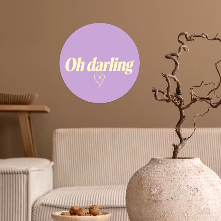 Oh darling - Hart - Paars Wandcirkel behangsticker klein -sfeer1