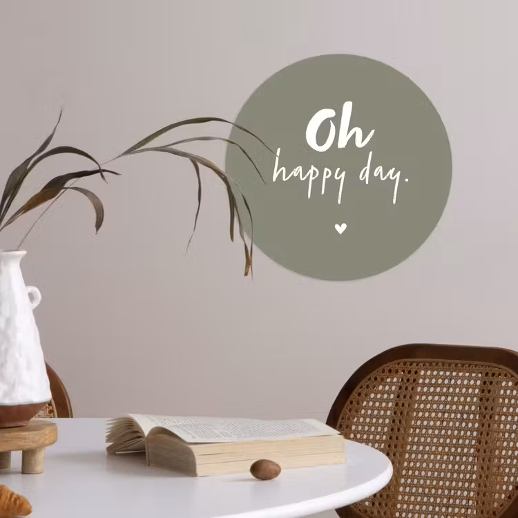 Oh happy day - Quotes - Tekst - Zomer Wandcirkel behangsticker klein -sfeer3
