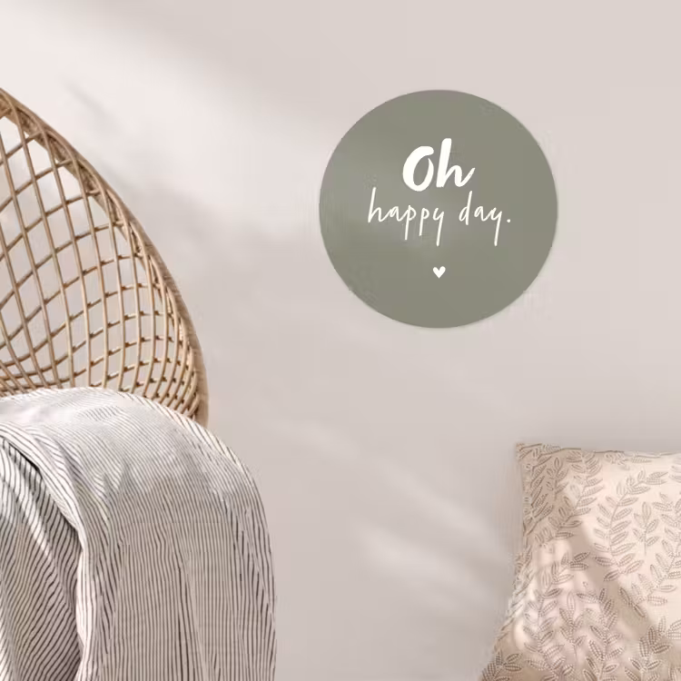 Oh happy day - Quotes - Tekst - Zomer Wandcirkel behangsticker klein -sfeer4