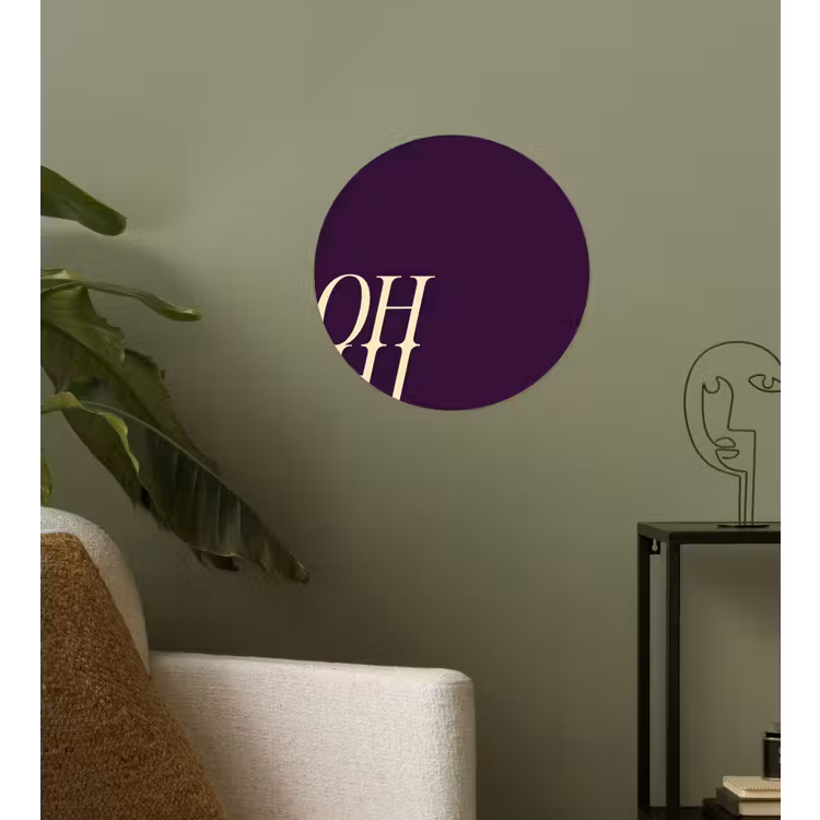 Oh hi - Paars - Cursief Wandcirkel behangsticker klein -sfeer2