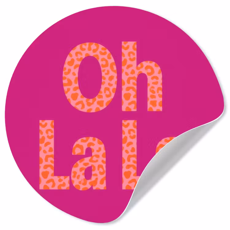 Oh la la - Luipaardprint - Roze Wandcirkel behangsticker klein -3d