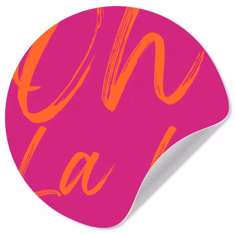 Oh la la - Oranje - Roze Wandcirkel behangsticker klein -3d