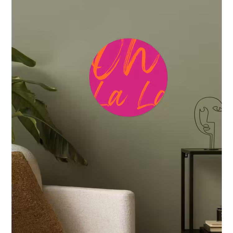Oh la la - Oranje - Roze Wandcirkel behangsticker klein -sfeer2
