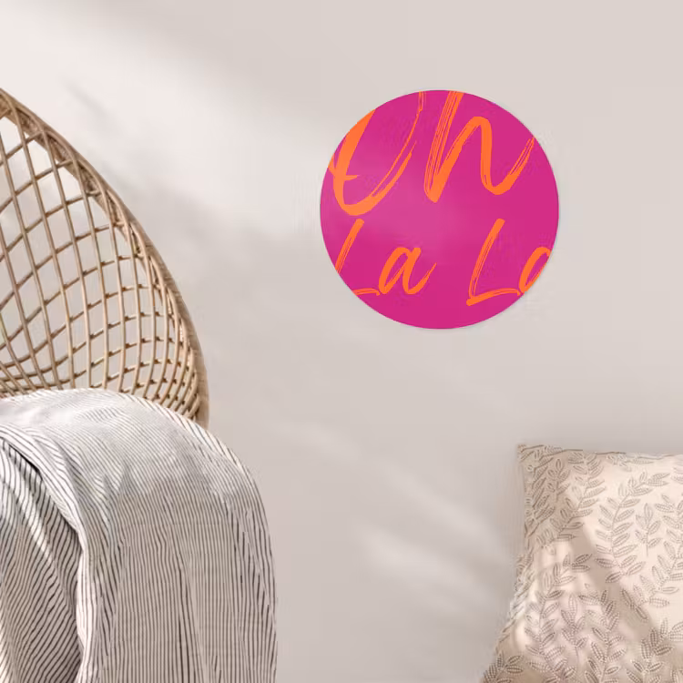 Oh la la - Oranje - Roze Wandcirkel behangsticker klein -sfeer4