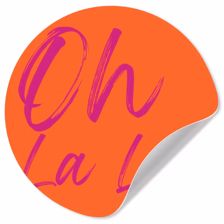 Oh la la - Oranje - Roze - Grafisch Wandcirkel behangsticker klein -3d