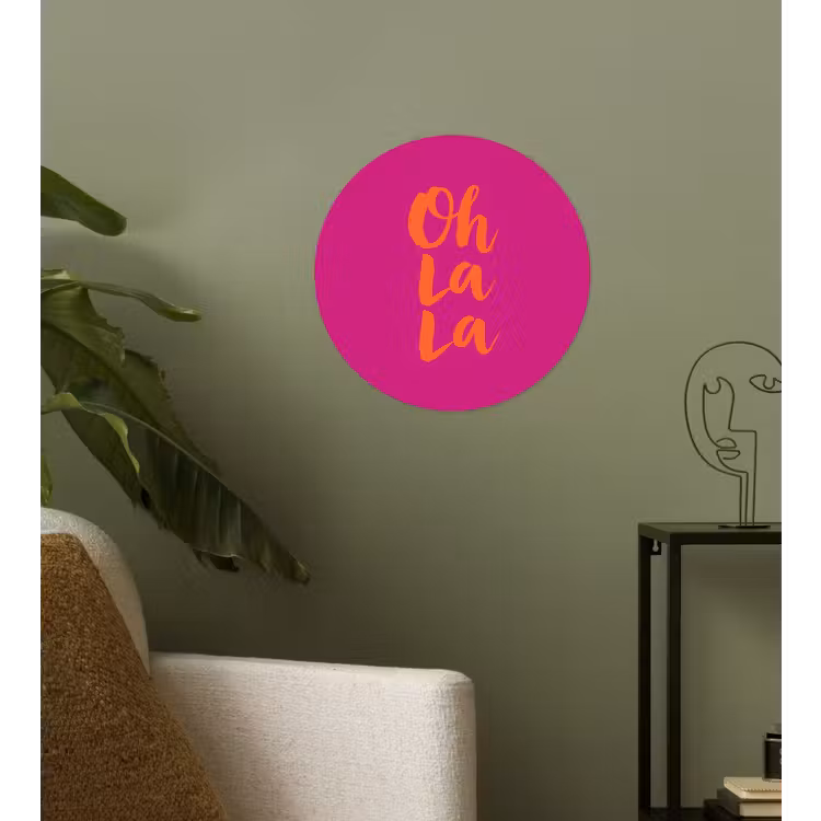 Oh la la - Roze - Oranje - Minimalistisch Wandcirkel behangsticker klein -sfeer2