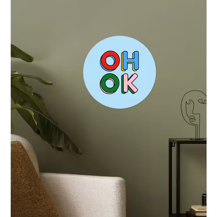 Oh ok - Blauw - Kleurrijk Wandcirkel behangsticker klein -sfeer2