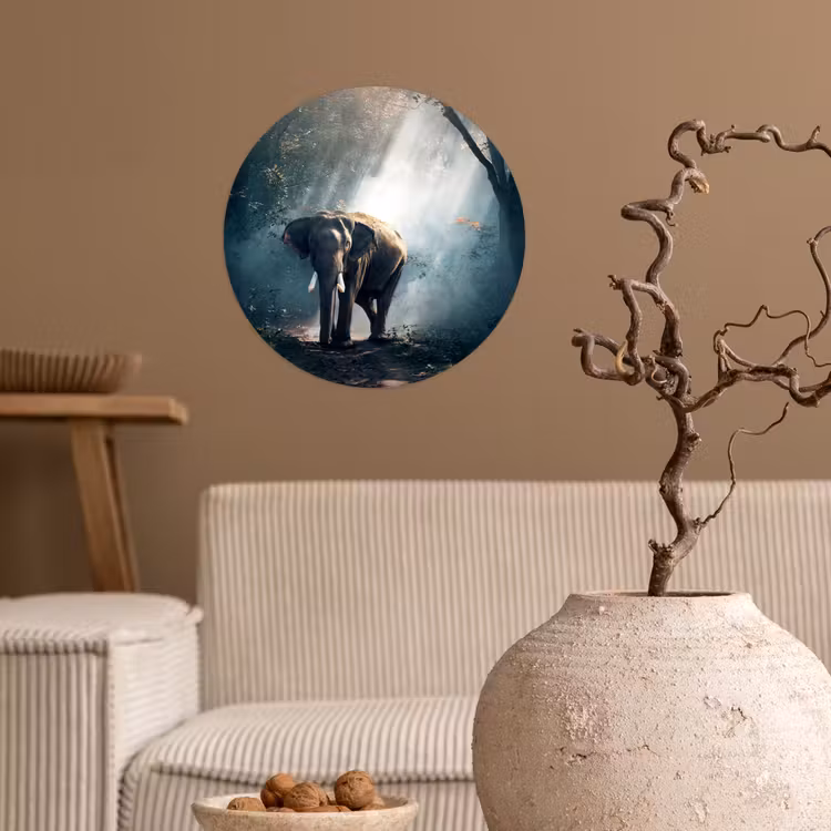 Olifant - Dieren - Licht - Bos - Natuur - Wilde dieren Wandcirkel behangsticker klein -sfeer1