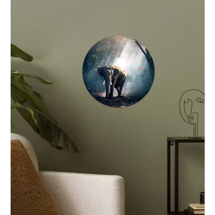 Olifant - Dieren - Licht - Bos - Natuur - Wilde dieren Wandcirkel behangsticker klein -sfeer2