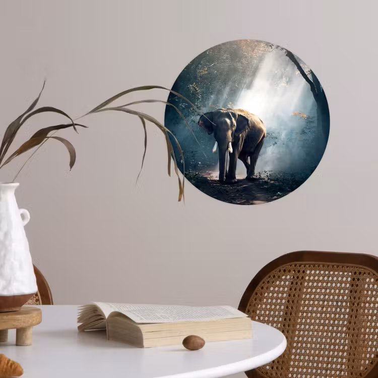 Olifant - Dieren - Licht - Bos - Natuur - Wilde dieren Wandcirkel behangsticker klein -sfeer3
