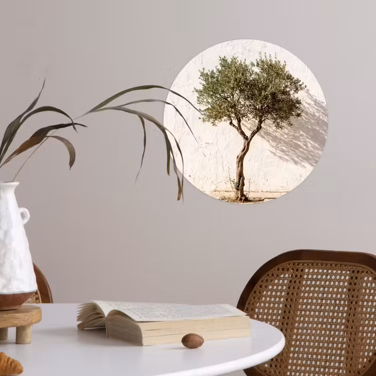 Behangcirkel - Olijfboom - muur - wit - Olijfboom - muur - wit Wandcirkel behangsticker klein