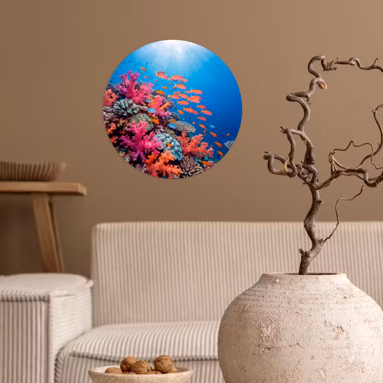 Onderwater - Koraalrif - Vissen - Oceaan - Natuur Wandcirkel behangsticker klein -sfeer1
