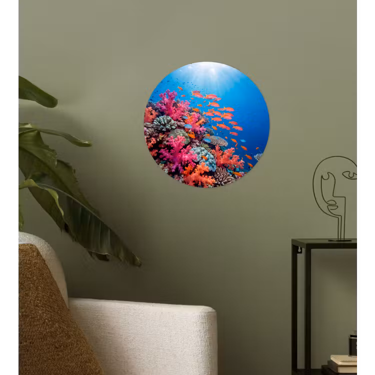 Onderwater - Koraalrif - Vissen - Oceaan - Natuur Wandcirkel behangsticker klein -sfeer2
