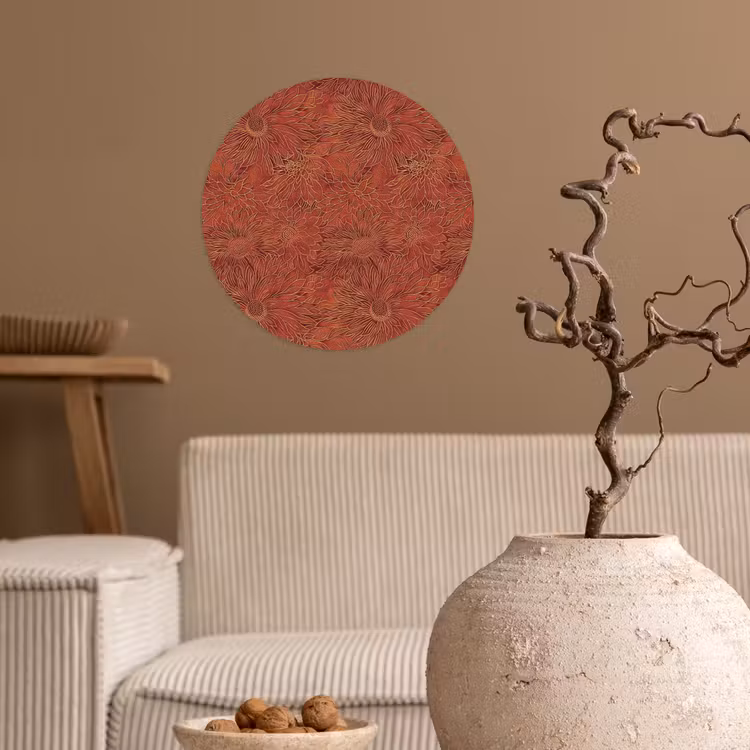 Oosters - Bloemen - Terracotta Wandcirkel behangsticker klein 186 -sfeer1