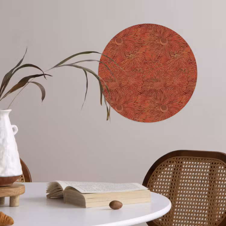 Oosters - Bloemen - Terracotta Wandcirkel behangsticker klein 186 -sfeer3