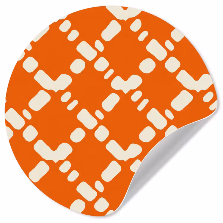 Oranje - Ruitpatroon - Wit Wandcirkel behangsticker klein 186 -3d