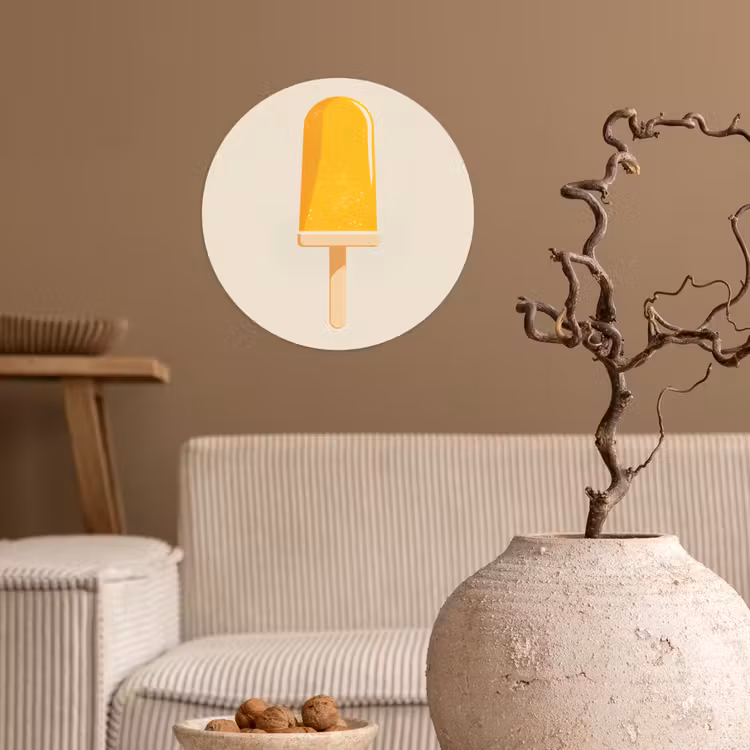 Oranje - Stokje - Waterijsje Wandcirkel behangsticker klein -sfeer1