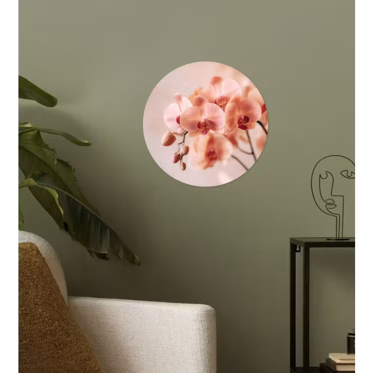 Orchidee - Bloemen - Roze - Bloemblaadjes Wandcirkel behangsticker klein -sfeer2