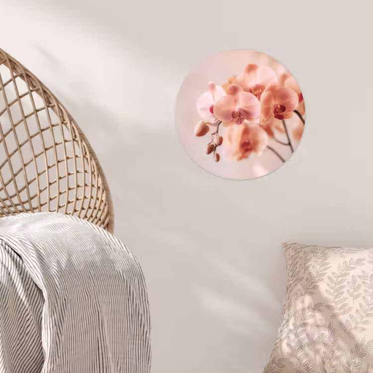 Orchidee - Bloemen - Roze - Bloemblaadjes Wandcirkel behangsticker klein -sfeer4