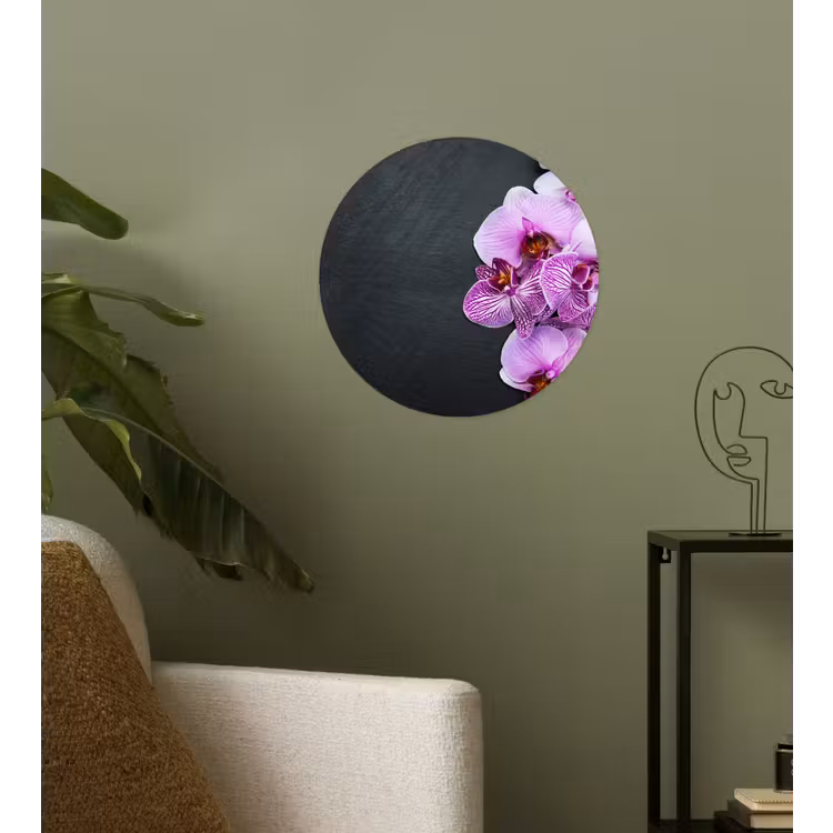 Orchidee - Bloemen - Roze - Flora Wandcirkel behangsticker klein -sfeer2