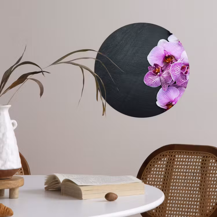 Orchidee - Bloemen - Roze - Flora Wandcirkel behangsticker klein -sfeer3