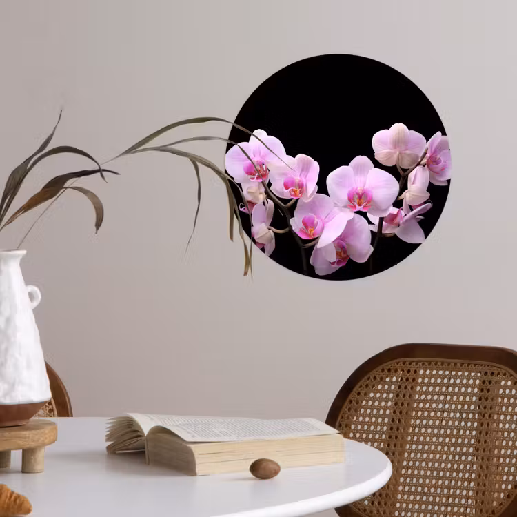 Orchidee - Bloemen - Roze - Flora Wandcirkel behangsticker klein -sfeer3