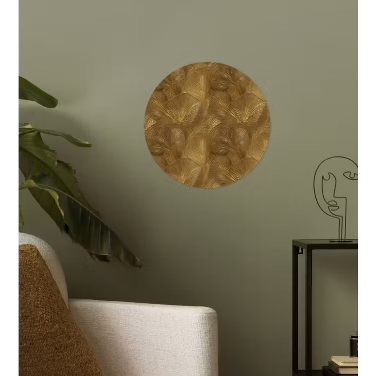 Organisch - Lijnen - Goud Wandcirkel behangsticker klein 186 -sfeer2