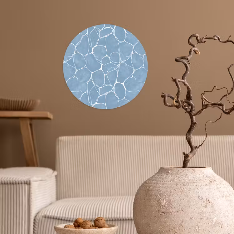 Organisch - Patroon - Blauw Wandcirkel behangsticker klein 186 -sfeer1