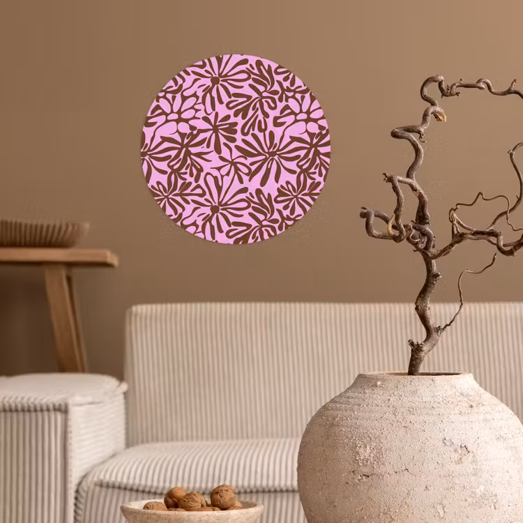 Organisch - Patroon - Roze Wandcirkel behangsticker klein 186 -sfeer1