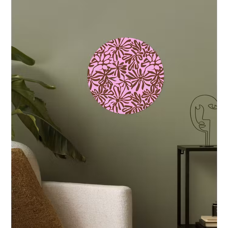 Organisch - Patroon - Roze Wandcirkel behangsticker klein 186 -sfeer2