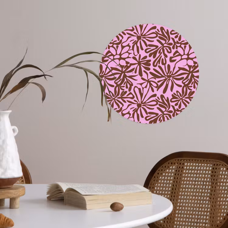 Organisch - Patroon - Roze Wandcirkel behangsticker klein 186 -sfeer3