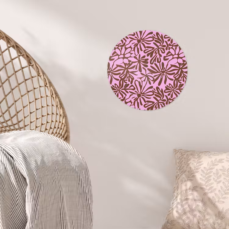 Organisch - Patroon - Roze Wandcirkel behangsticker klein 186 -sfeer4