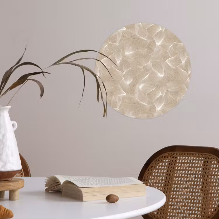 Organisch - Textuur - Beige Wandcirkel behangsticker klein 186 -sfeer3