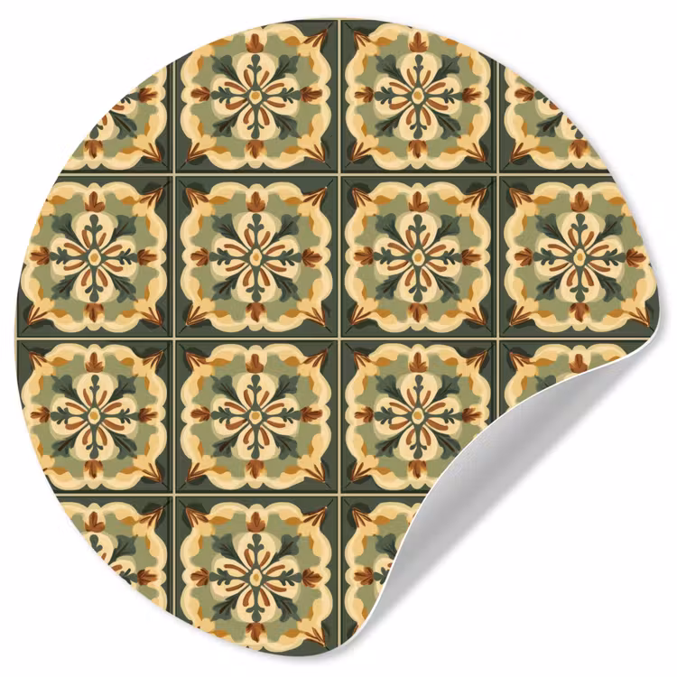 Ornament - Patroon - Groen Wandcirkel behangsticker klein 186 -3d