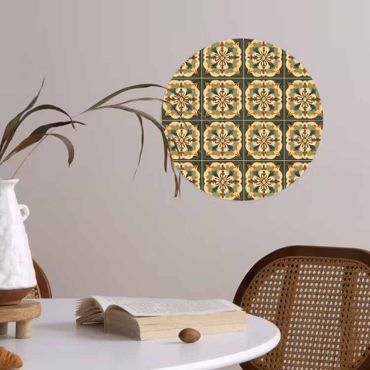 Ornament - Patroon - Groen Wandcirkel behangsticker klein 186 -sfeer3