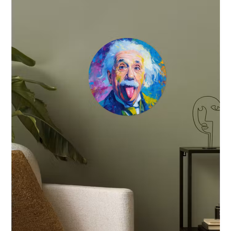 Oude man - Expressief - Kleurrijk Wandcirkel behangsticker klein -sfeer2