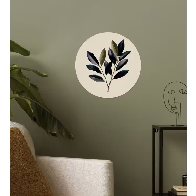 Ovaal - Olijfgroen - Simpel Wandcirkel behangsticker klein -sfeer2