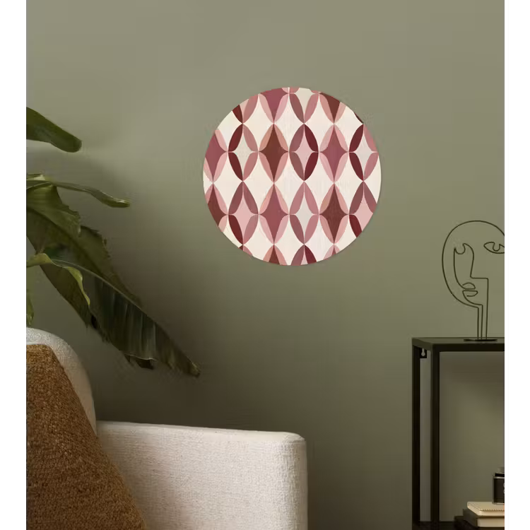 Ovaal - Textuur - Roze Wandcirkel behangsticker klein 186 -sfeer2