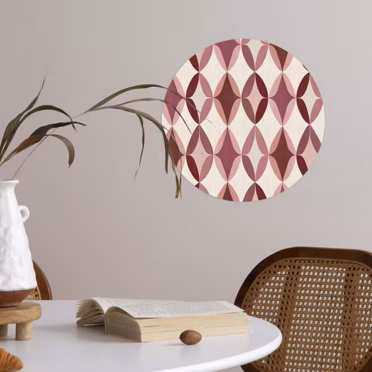 Ovaal - Textuur - Roze Wandcirkel behangsticker klein 186 -sfeer3
