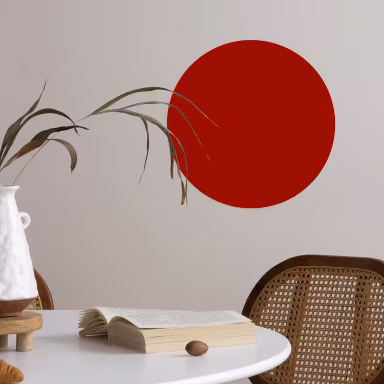 Oxblood - Maroon - Rood Wandcirkel behangsticker klein 186 -sfeer3