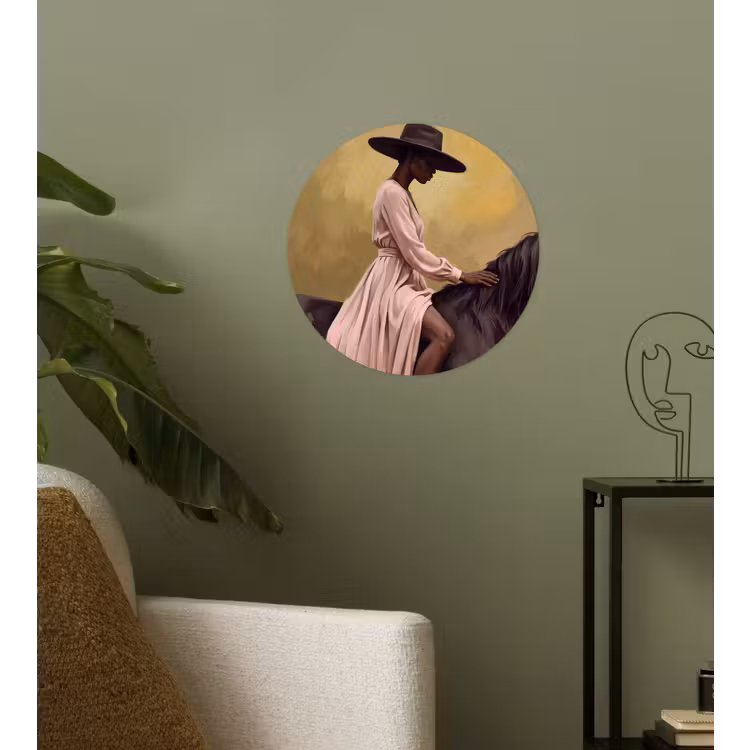 Paard - Klassiek - Oker Wandcirkel behangsticker klein -sfeer2