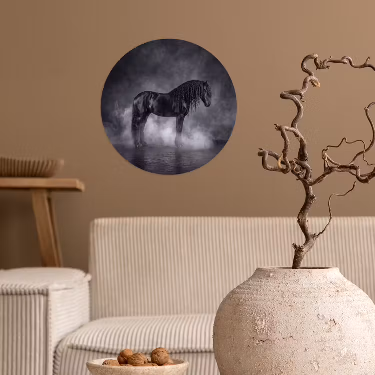Paard - Magisch - Zwart Wandcirkel behangsticker klein -sfeer1