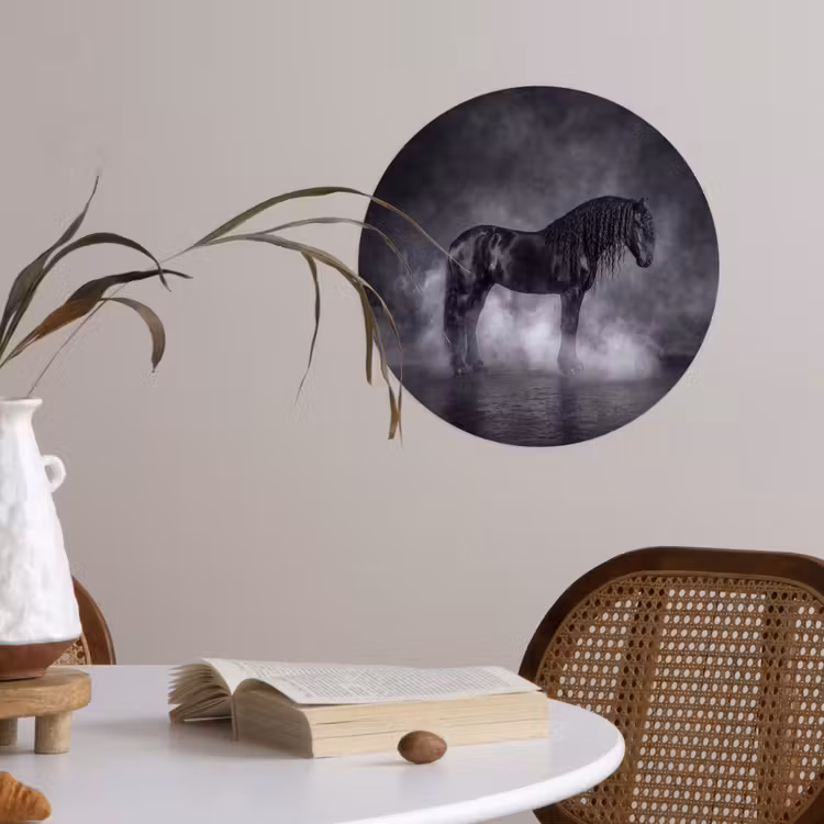 Paard - Magisch - Zwart Wandcirkel behangsticker klein -sfeer3
