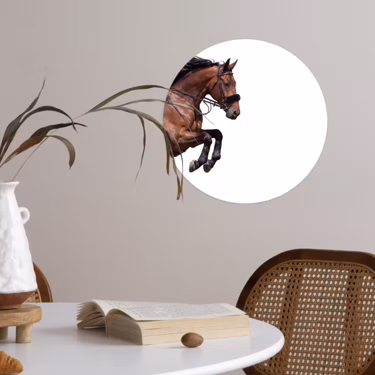 Paard - Springen - Modern Wandcirkel behangsticker klein -sfeer3