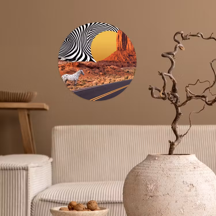 Behangcirkel - Paard - Woestijn - Natuur - Paard - Woestijn - Natuur Wandcirkel behangsticker klein