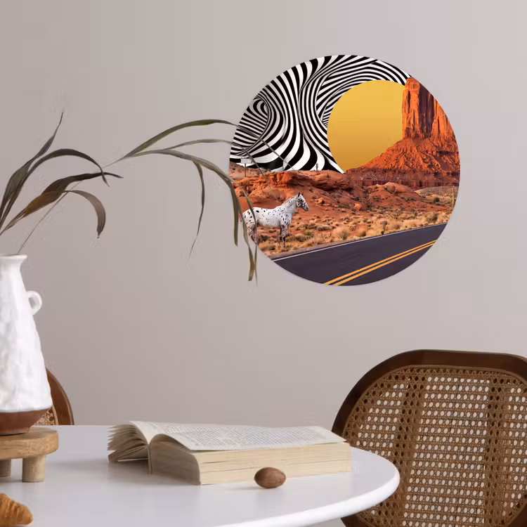 Behangcirkel - Paard - Woestijn - Natuur - Paard - Woestijn - Natuur Wandcirkel behangsticker klein