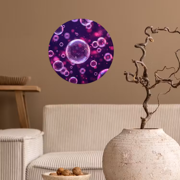 Paars - Bubbels - Schuim Wandcirkel behangsticker klein -sfeer1