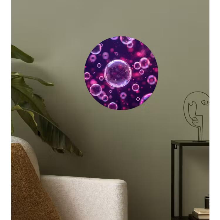 Paars - Bubbels - Schuim Wandcirkel behangsticker klein -sfeer2
